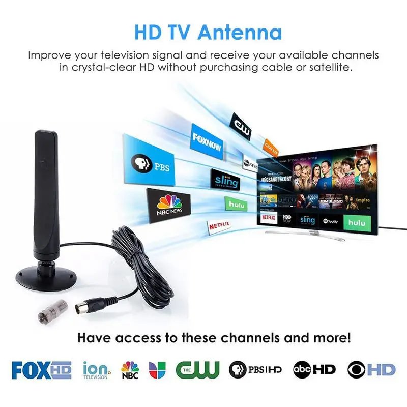 1080P Indoor Digital TV Antenna Booster Active Signal Receiver Amplifier TV Antenna HDTV Mini DVB-T2 Antenna 3.0M