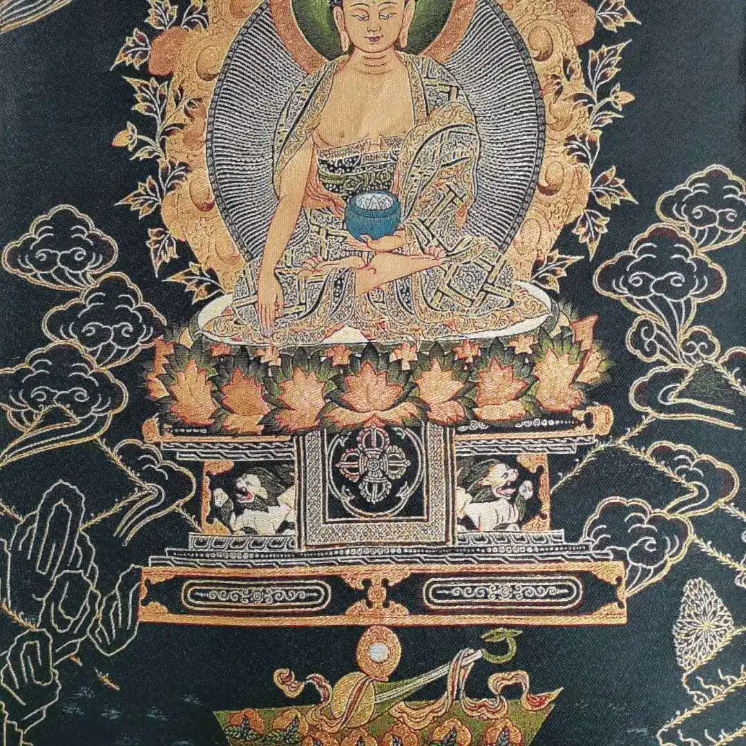36-дюймовая тибетская ткань шелковая роспись Menla Medicine Buddha Tangka Thangka Mural