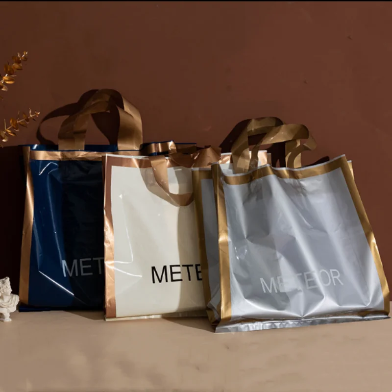 

50 шт., Женская пластиковая сумка для покупок с ручками