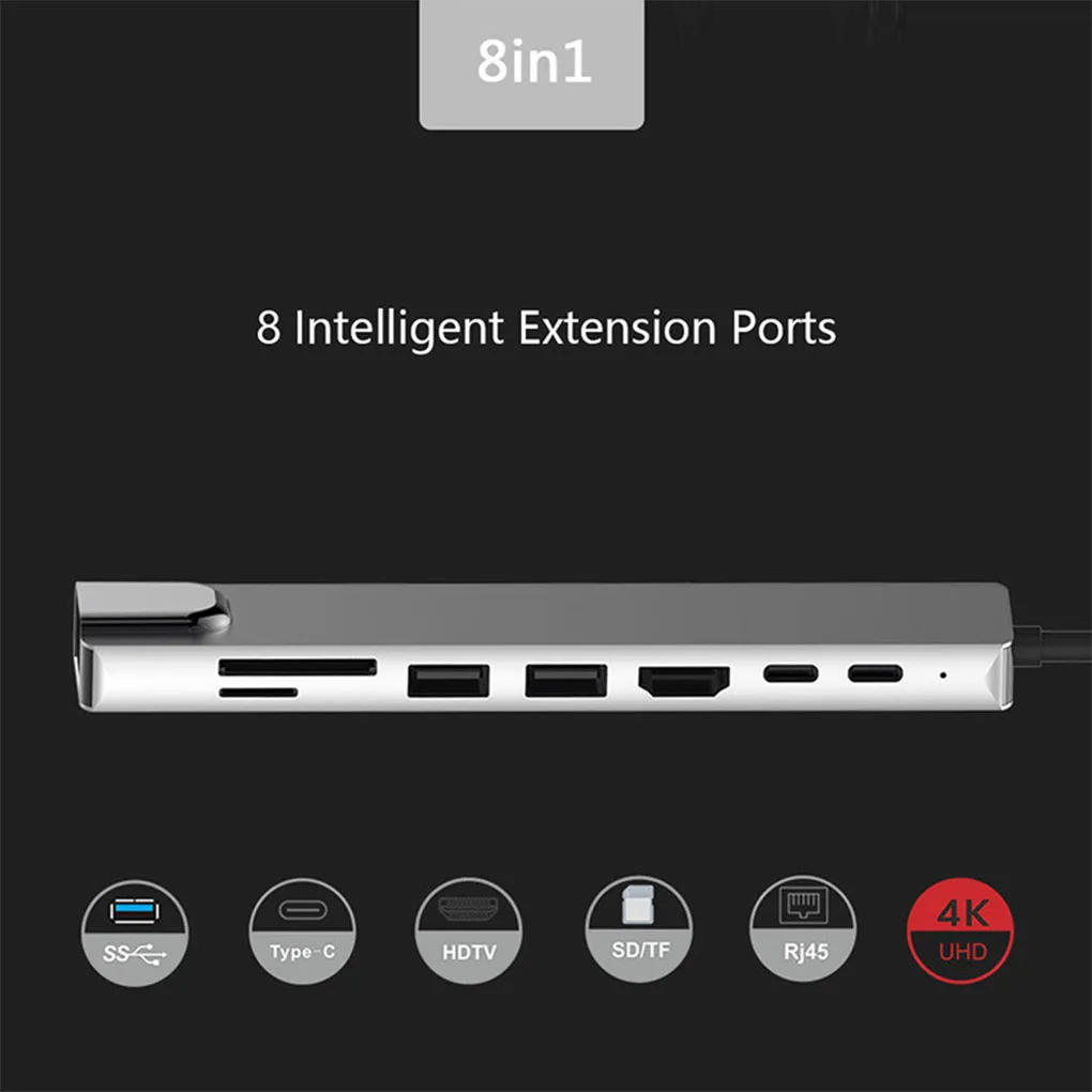 

8 in 1 USB Hub Splitter Universal Card Reader Data Transferring Connecting Adapter Laptop Converter Docking Station