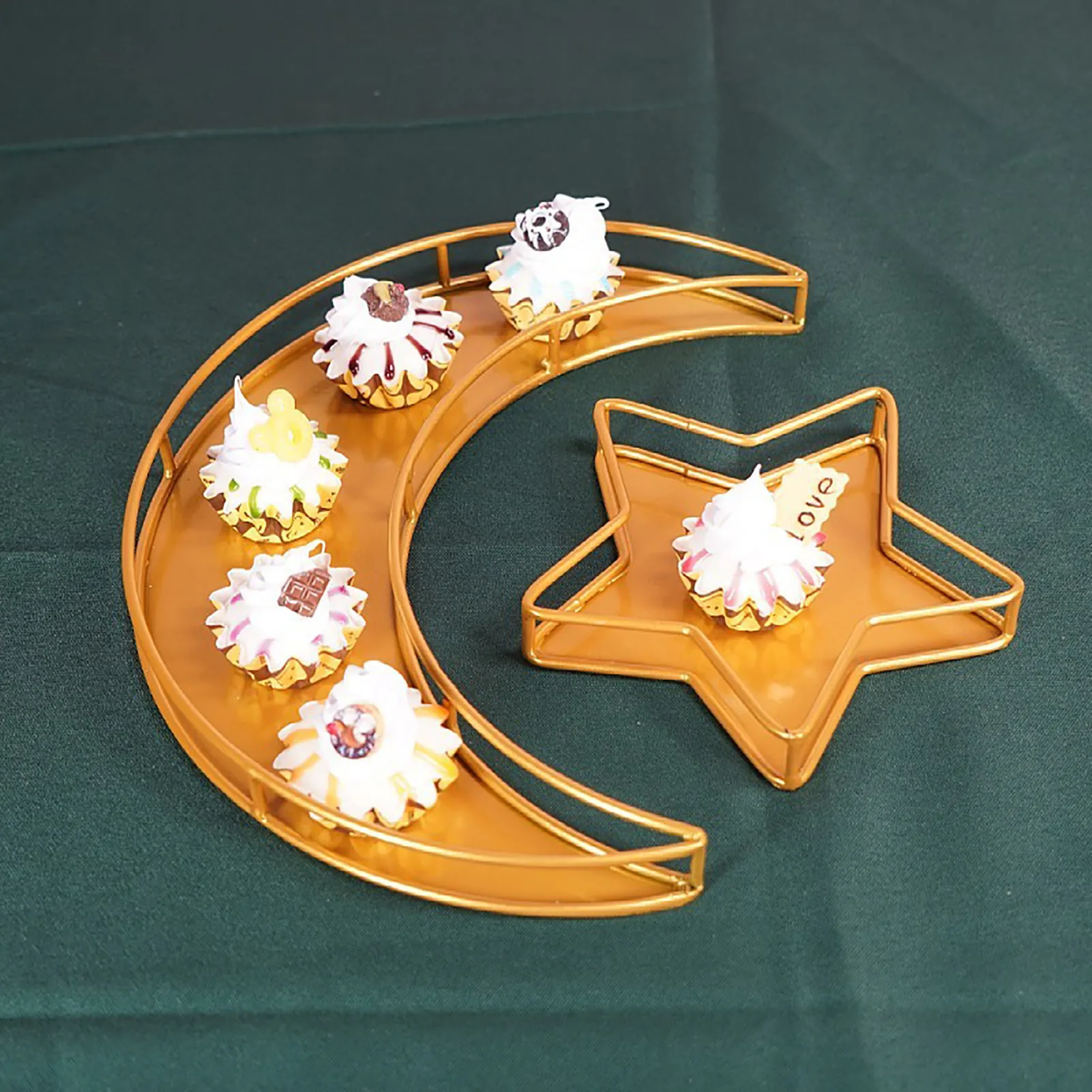 

Ramadan Kareem Iron Tray Moon Star Serving Tray Eid Mubarak Party Serving Trays Tableware Tray Islam Muslim Party Golden