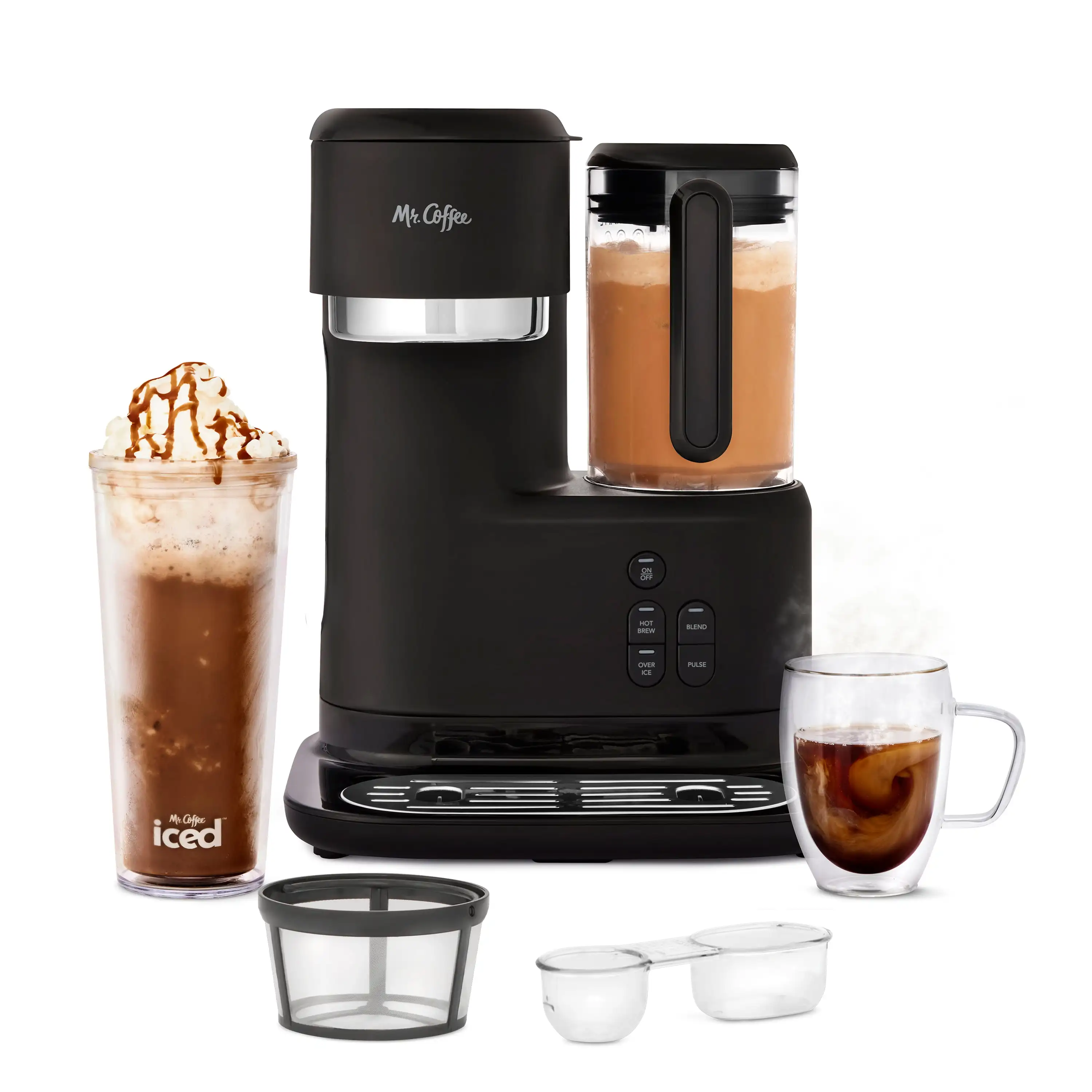 Single Serve Frappe and Iced Coffee Maker with Blender in Black