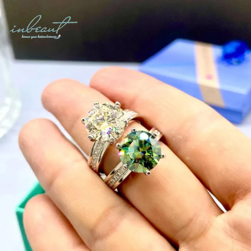 Кольцо обручальное с муассанитом серебро 925 пробы 5 карат D | Кольца