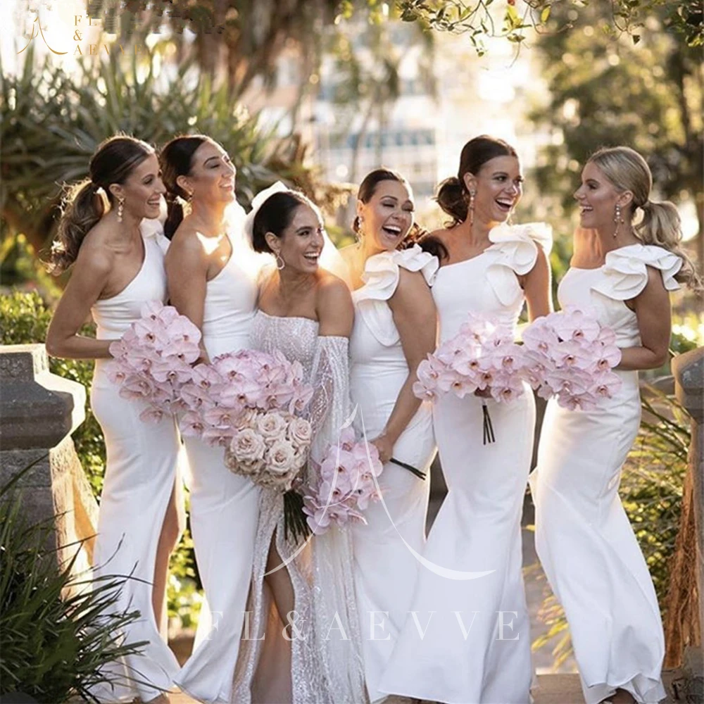 

Белое Атласное Платье-Русалка, платье на одно плечо для свадебной церемонии, 2024