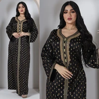 yzz abaya dubai woman 2022 middle east luxury bronzing muslim arab lady long dress caftan marocain femme robe