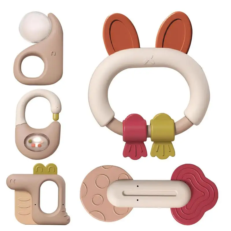

Погремушки для младенцев, набор игрушек, шейкер для захвата и вращения, ранние развивающие игрушки для 6-12 месяцев, сенсорные игрушки для младенцев, 5 шт.