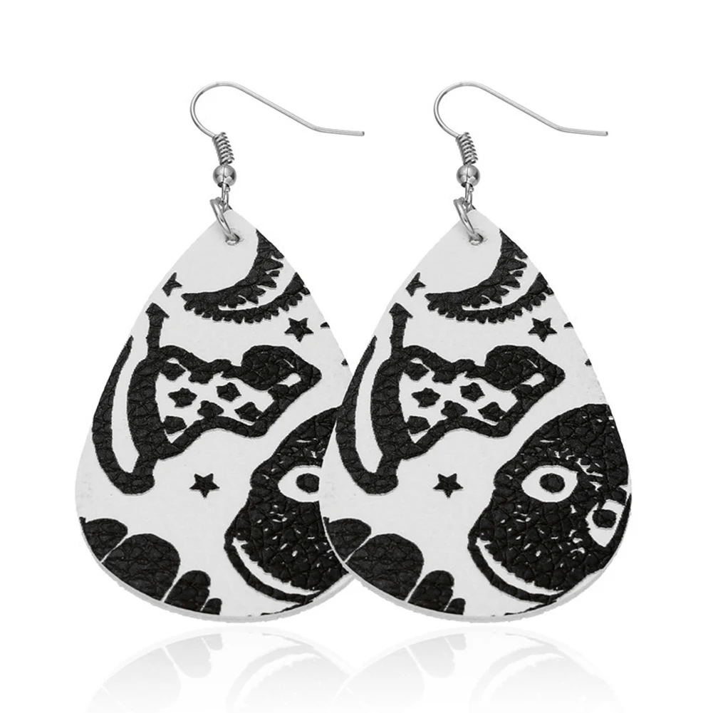 

New Hot Teardrop Faux Leather Dangle Earrings Gift Halloween Costume Party Decor Teardrop Faux Leather Dangle Earrings Gift Set