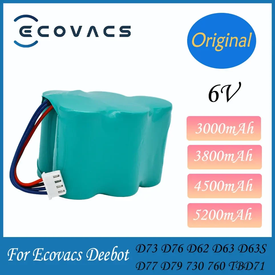 

Ecovacs 6V 3000/3800/4500/5200mAh Vervanging Ni-MH батарея Voor Deebot D73 D76 D62 D63 D 63S D65 D68 D68 D77 D79 730 760 Tbd71