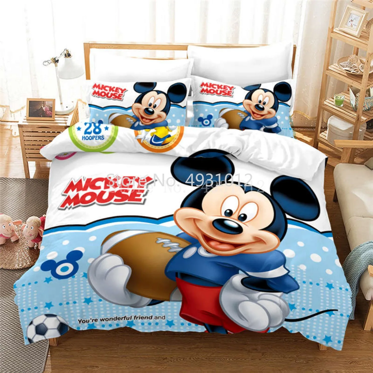 Disney Basketball Mickey Mouse Bedding Set Quilt Duvet Cover for Kids Bedroom Decor Single Queen King set