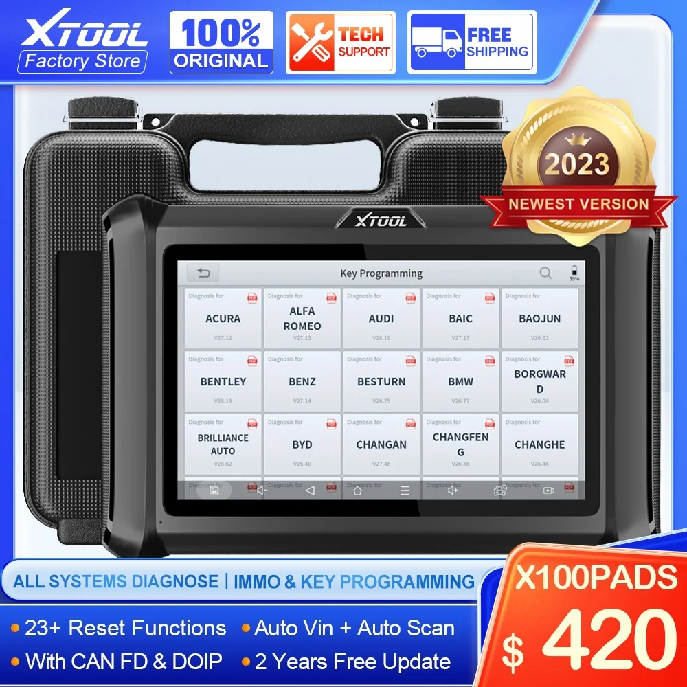 Новейший XTOOL X100PADS 2023 года, автомобильное OBD2, программирование IMMO/ключей, потеря всех ключей, все системы, диагностические инструменты автомобиля, 23 услуги сброса, обновленная версия X100 PAD PLUS.