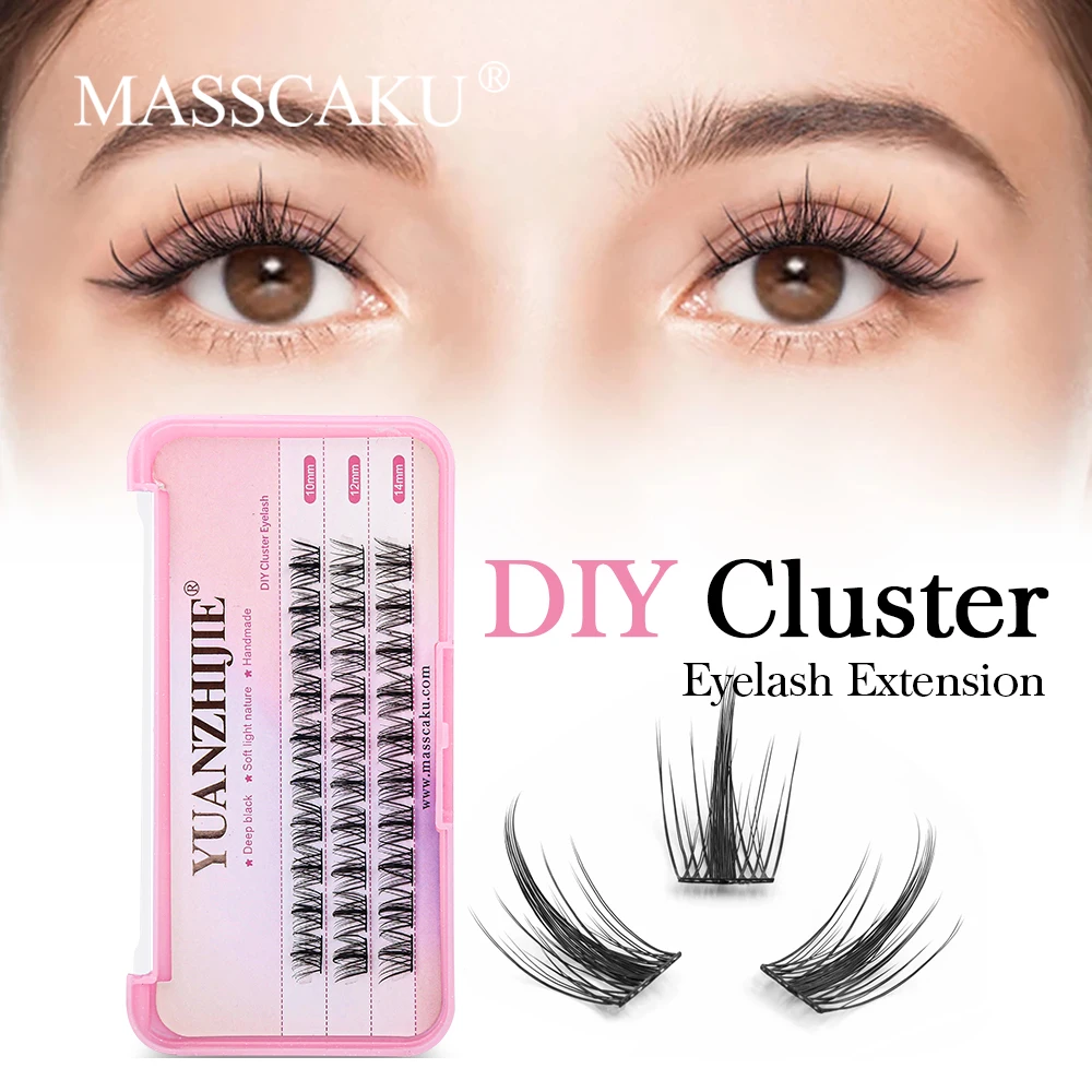 

MASSCAKU Professional Makeup Individual Lashes Cluster Spikes Lash Wispy Premade Russian Natural Fluffy False Eyelashes