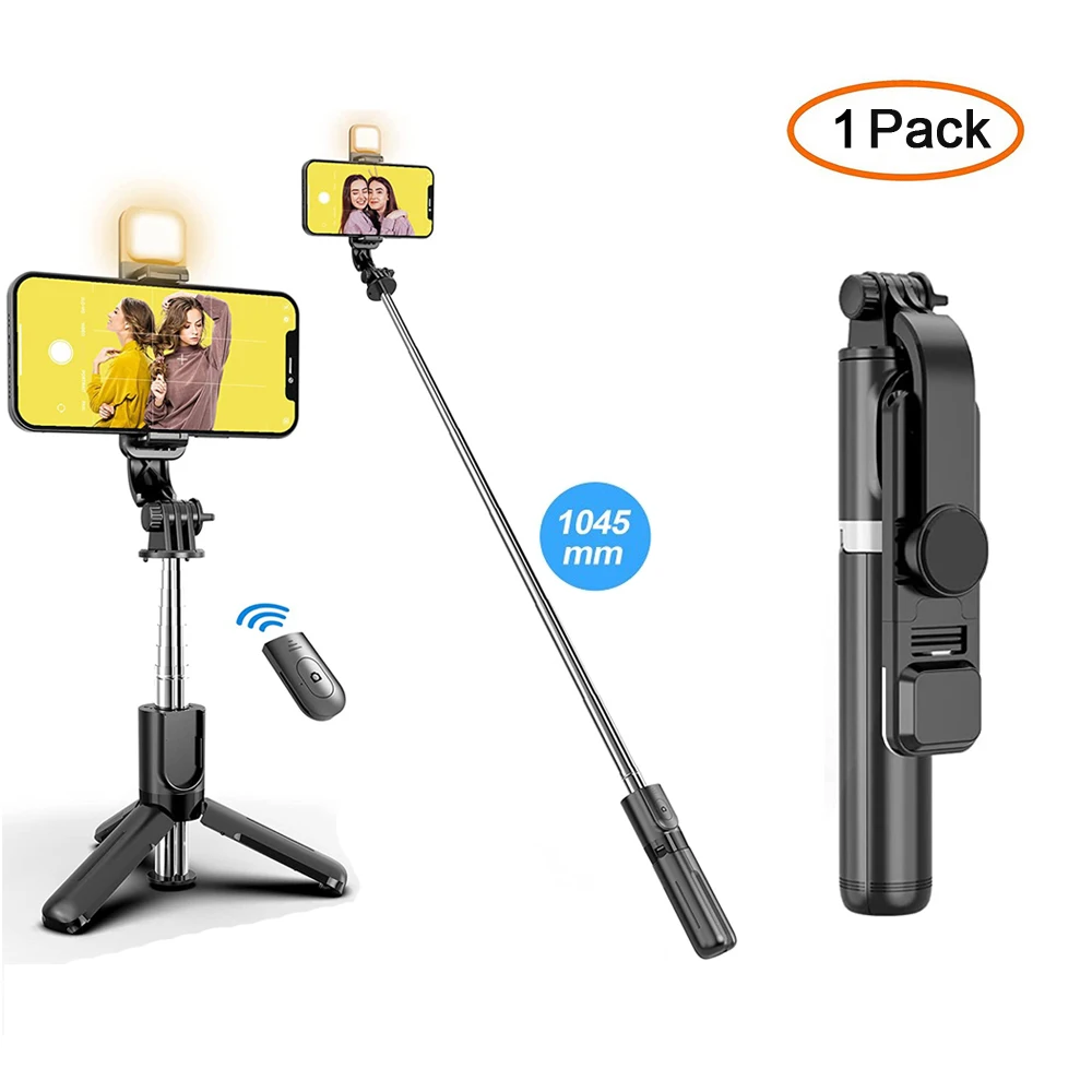 

Bluetooth Selfie Stick Wireless Tripod with Fill Light Shutter Remote Control for Android IPhone Smartphone Foldable Portable