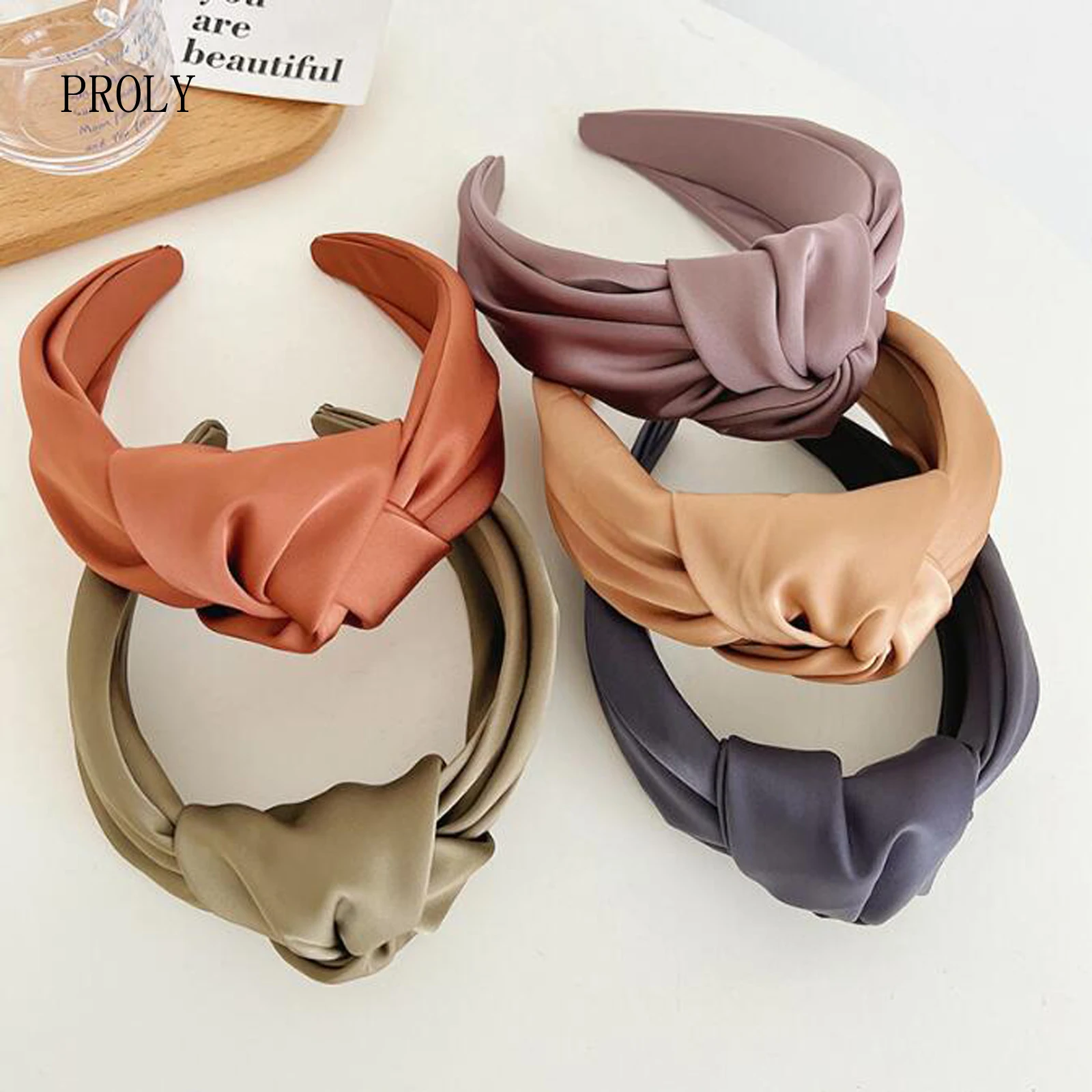 

PROLY New Fashion Women's Hair Accessories Solid Color Wide Side Hairband Center Knot Turban Adult Headband Wholesale
