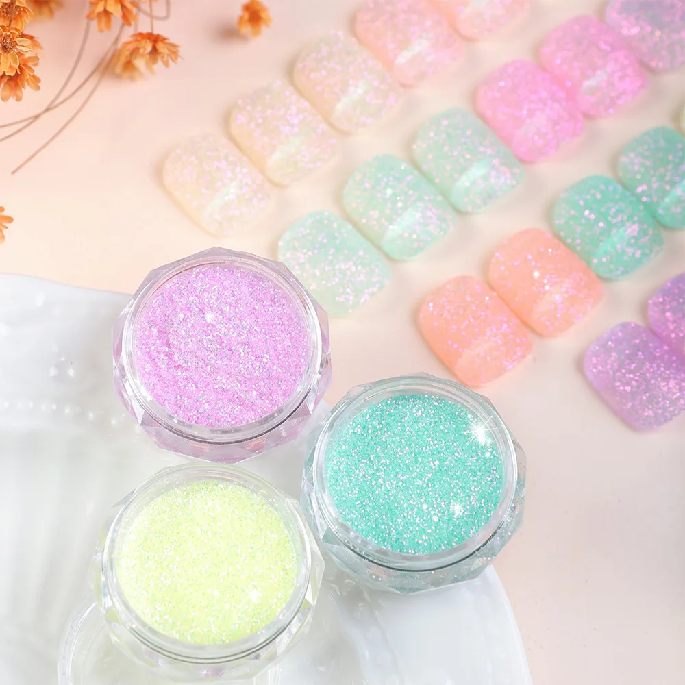 

Iridescent Sugar Nail Glitter Colorful Candy Coat Powder Pigment For Manicure Sugar Effect Shiny Dust Nail Art Decorations