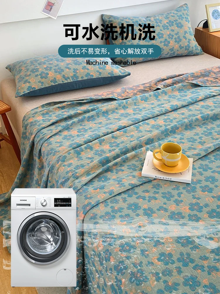 Class A High end Double-Layer Gauze Bed Sheet Single Piece Pure Cotton 00 Double Cover Pillowcase Three-Pi...
