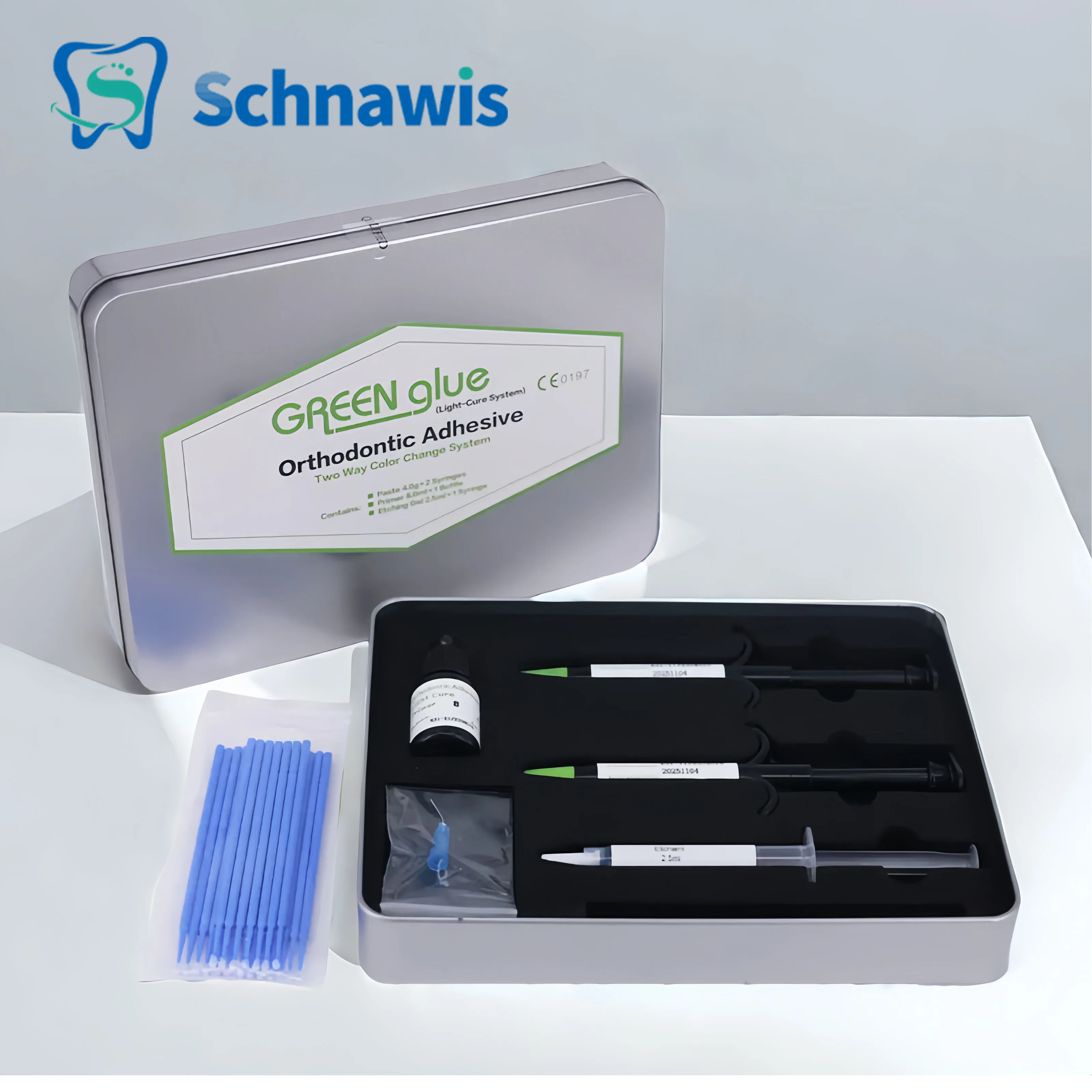Стоматологический ортодонтический клей зеленый полный комплект склеиваемая