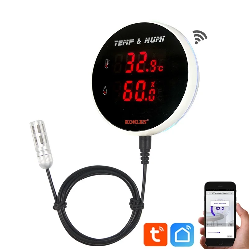 

Tuya WIFI Temperature Humidity Sensor External Digital Smart Life Hygrometer Room Thermometer Plant Refrigerator Frige Incubator