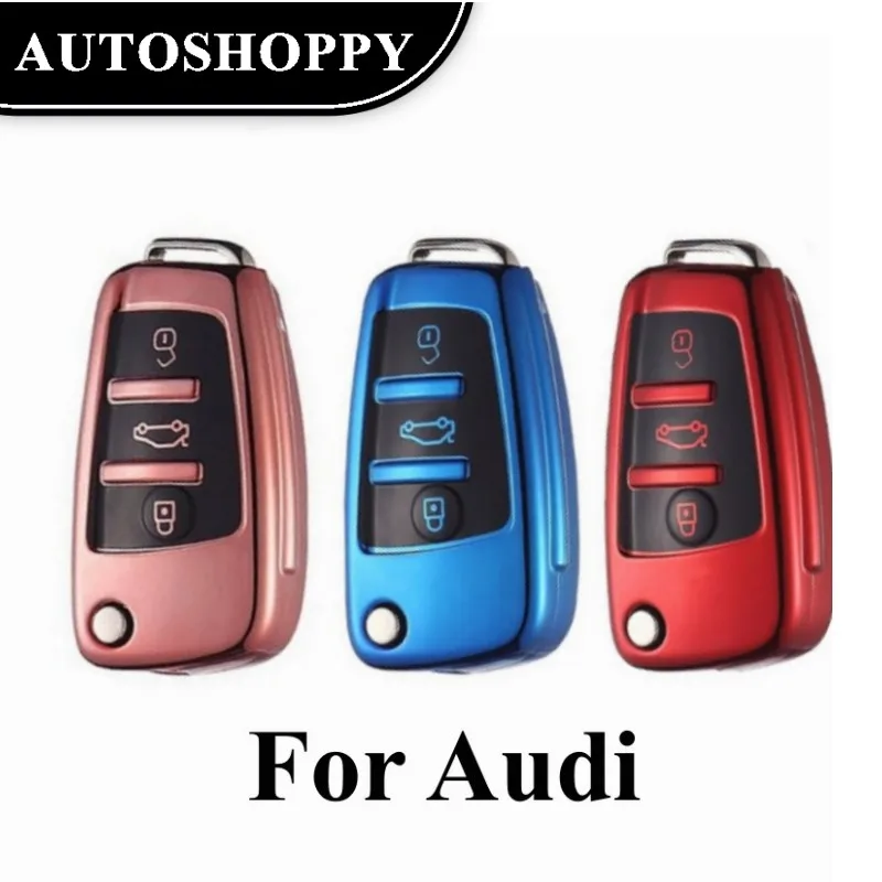 

For Audi A3 8L 8P A4 B6 B7 B8 A6 C5 C6 4F RS3 Q3 Q7 TT 8L 8V S3 TPU Car Flip Key Case Cover Shell Fob Protector Holder Keyless