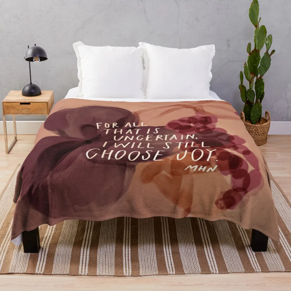 

I will still choose joy - inspirational quote and purple floral art Throw Blanket