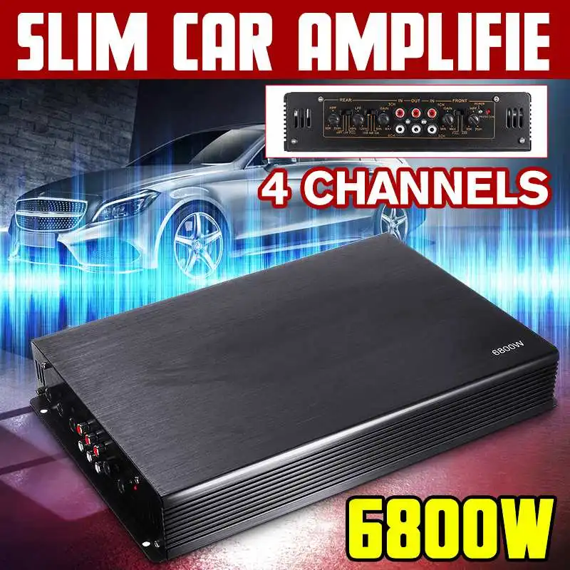 

6800W DC 12V 1700W* 4 Car Channel Aluminum Powerful Car Audio Amplifier Bass AMP Stereo Surround 20Hz~20KHz