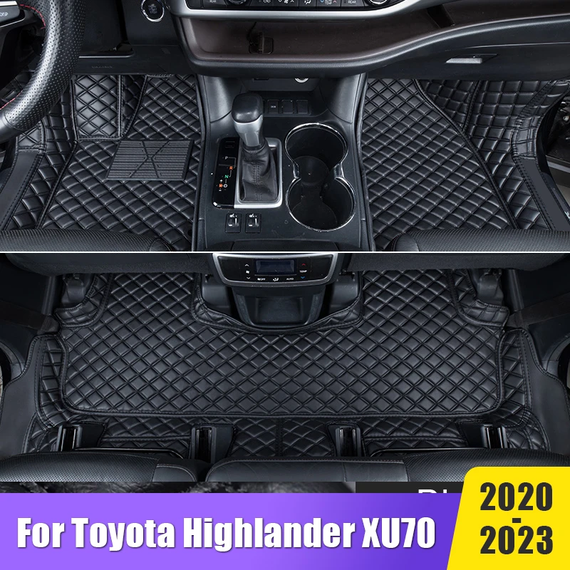

For Toyota Highlander XU70 2020 2021 2022 2023 Leather LHD Car Floor Mats Carpets Rug Foot Pad Mat Cover Trim Auto Accessories