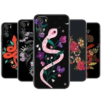 hand snake flower snake painting for xiaomi redmi note 10s 10 9t 9s 9 8t 8 7s 7 6 5a 5 pro max soft black phone case