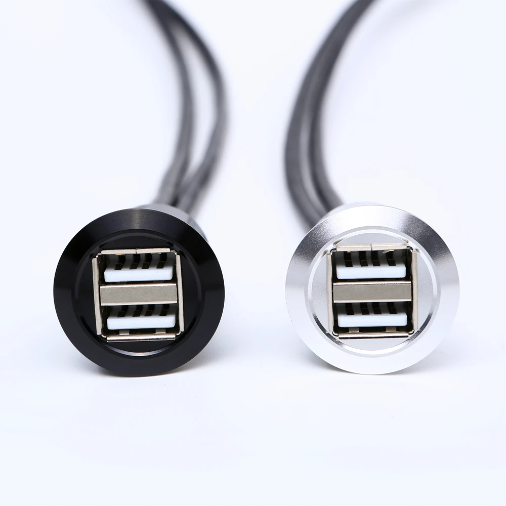 

22mm USB connector socket mounting diameter metal Double USB FEMALE A to MALE A with wire(60cm,150cm,200cm)