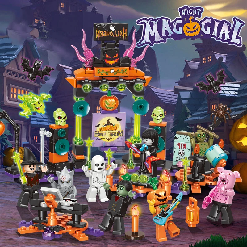 

605001-22 Tricky Magic Night Halloween Pumpkin Wizard Director Children's Assemble Building Blocks