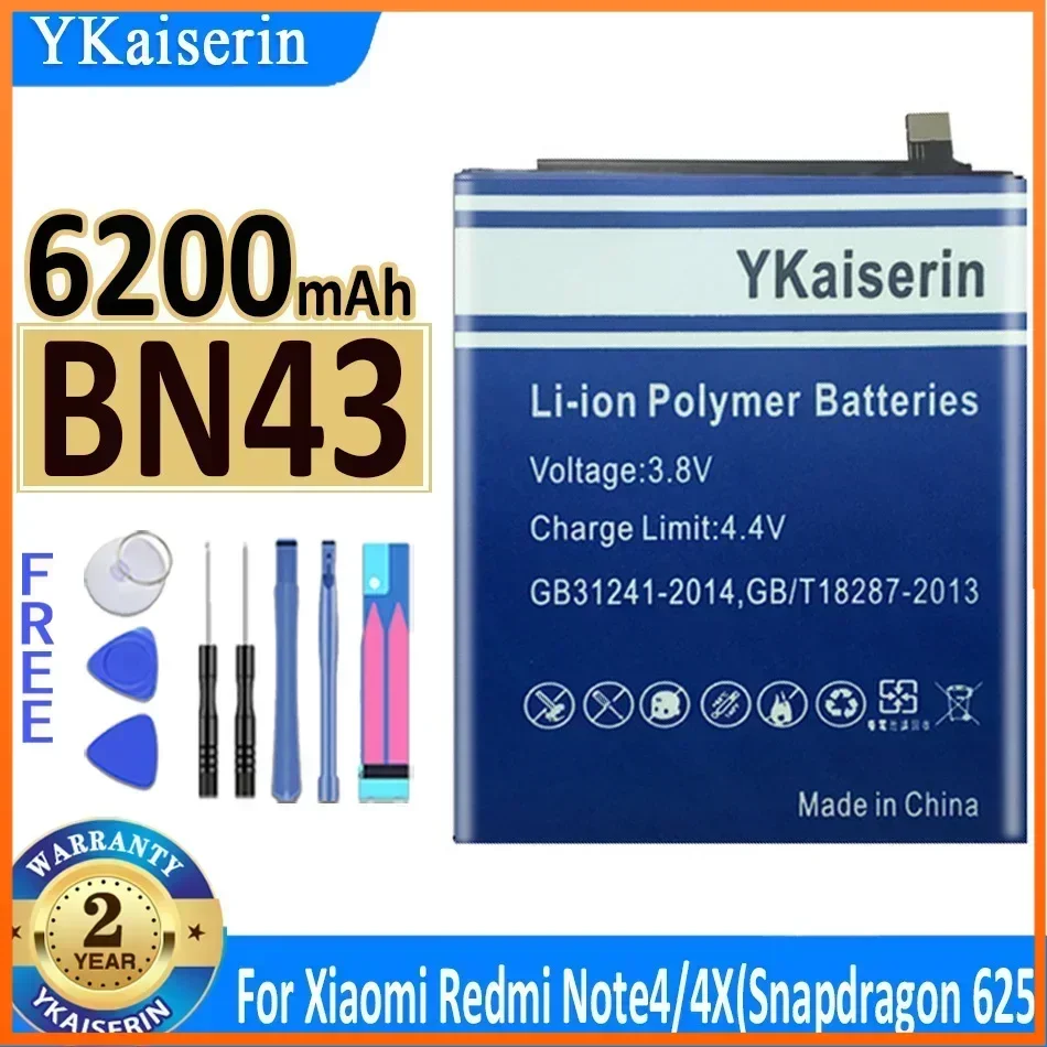 Аккумулятор YKaiserin BN41 BN43 для Redmi Note 4X Note4X/Note 4 Note4 Global Snapdragon 625/Note MTK Helio X20 Pro 4G + 64G