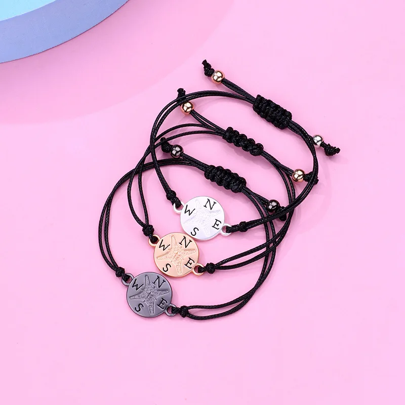 

New Compass Handmade Adjustable Size Creative Card Bracelet Good Friend Set Bracelet Jewelry