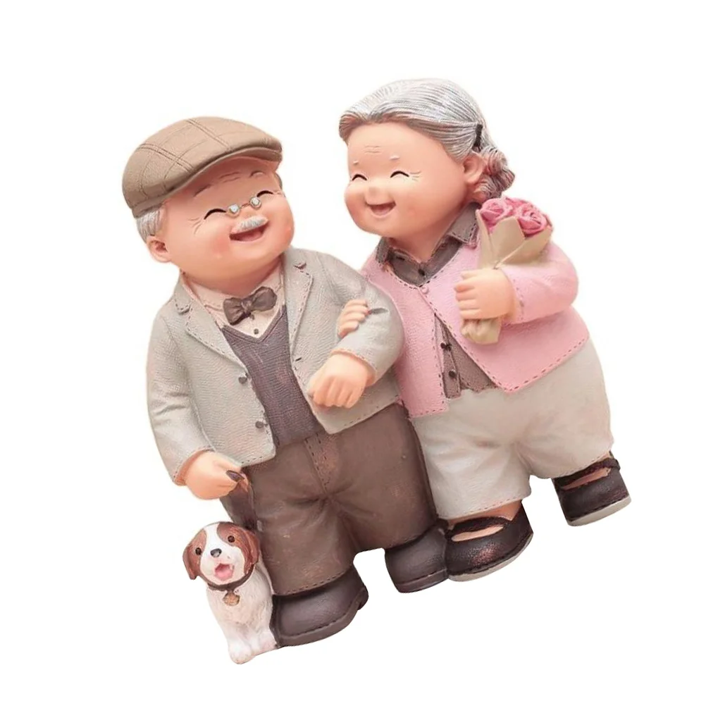 

Couple Figurines Elderly Statue Grandparents Cake Anniversary Old Resin Toppersculpture Figures Loving Wedding Figurine