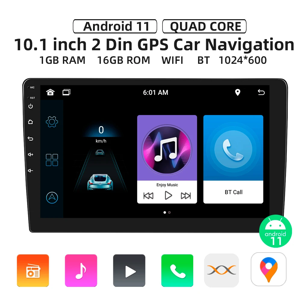 

10.1inch Car Android MP5 Player GPS Navigation Integrated Machine With 12 Lights Camera 32G WiFi Internet Access Support Carplay