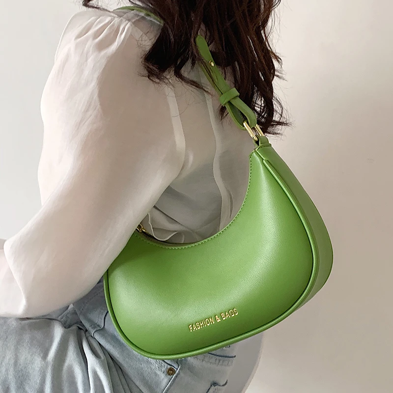 

High sense small bag female autumn and winter new minority design green portable Spice Girl bag armpit stick bag