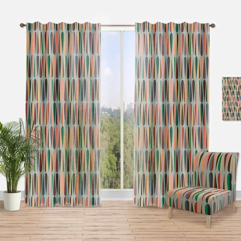 

Retro Drops IX' Mid-Century Modern Curtain Panel