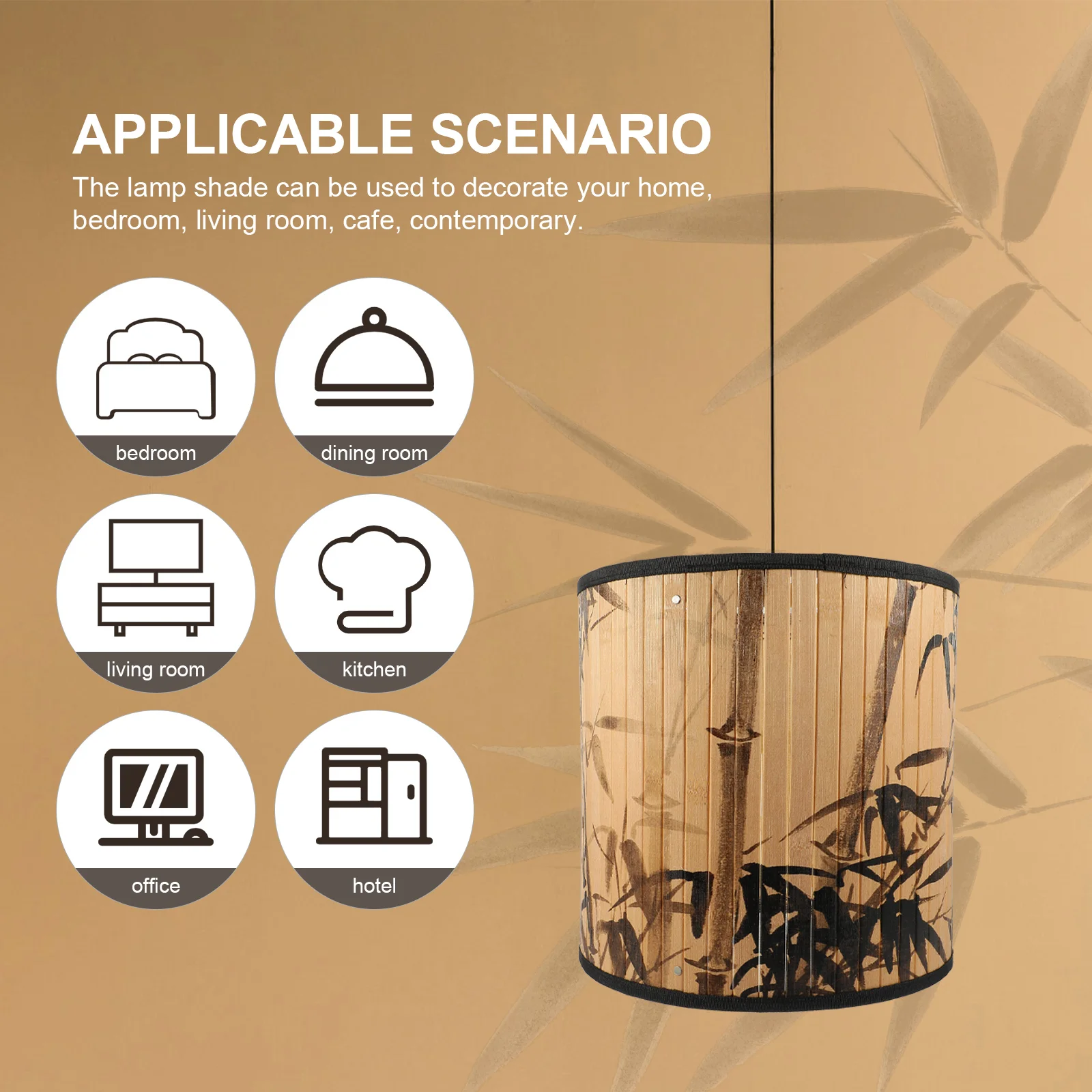 

Bamboo Lampshade Table Light Cover Hanging Shades Only Large Replacement Parts Pendant Natural