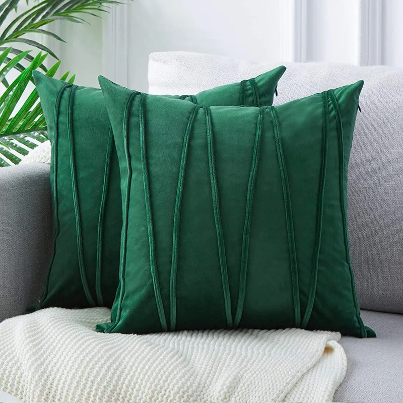 

Holland Velvet W Line Pressing Line Simple and Modern Pillow Case Sofa Back Solid Color Cushion Cover Lumbar Pillow Covers
