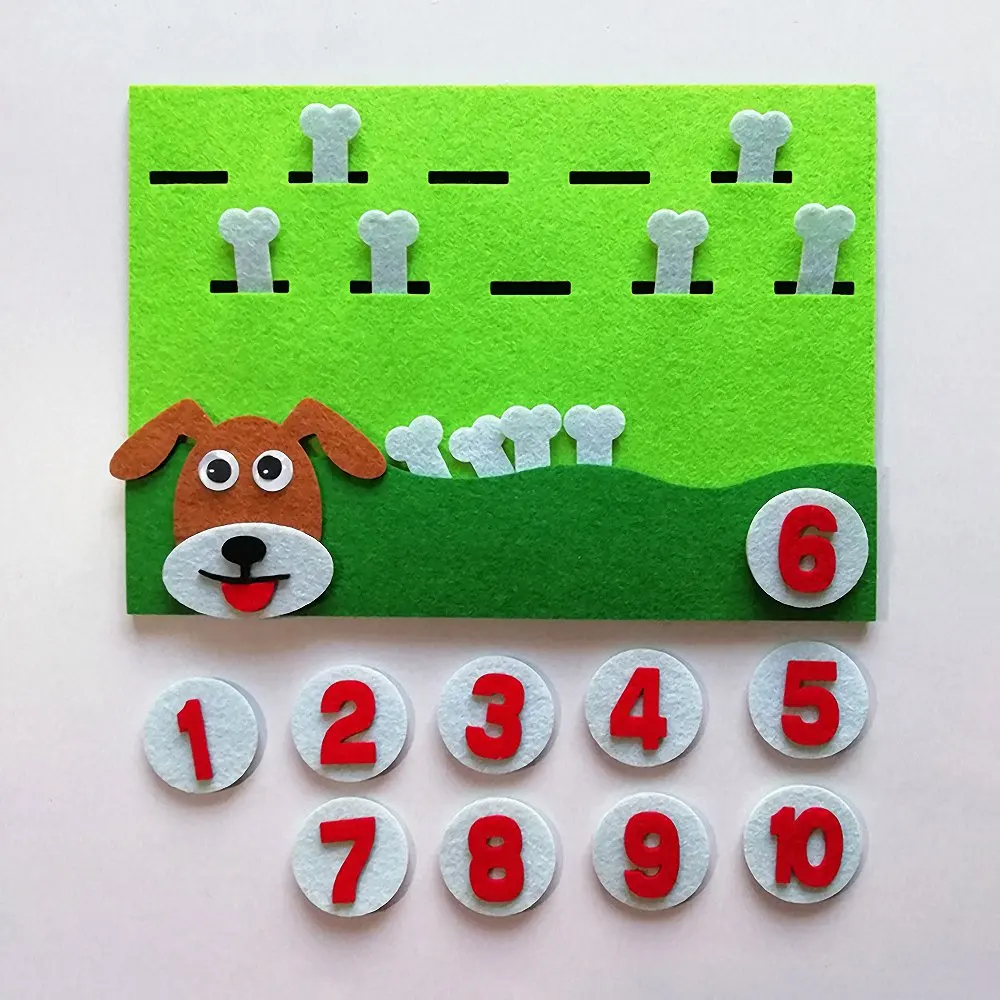 

Kids Montessori Animal Digital Matching Numbers Teaching toy Kids Math Toy Early Educational Non-woven Felt Material DIY Toy