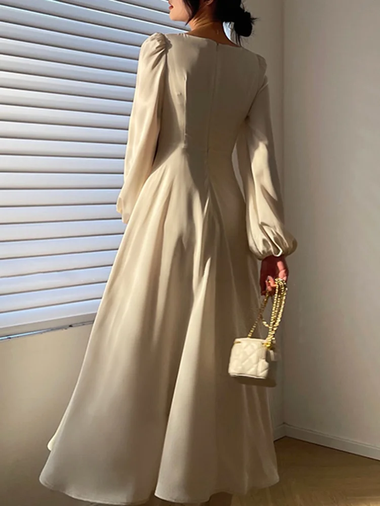 Женское платье IEQJ с длинным рукавом и V-образным вырезом
