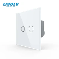 livolo eu standard 2 gang 1 way wall touch light switchwall power sensor switch4colors crystal glass panelwith led backlight