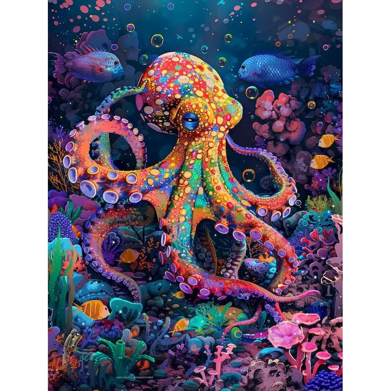 Набор для рисования по номерам на холсте Осьминог