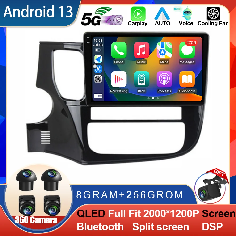 Android 14 для Mitsubishi Outlander 3 2012-2018 Автомобильный радиоприемник Стерео Мультимедийный