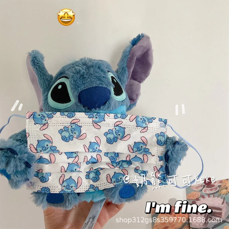 

10Pcs Kawaii Anime Stitch Lilo & Stitch Cute Print Mask Disposable Protective 3 Layers Mask Cartoon Dust Mask Girl Gift No Box