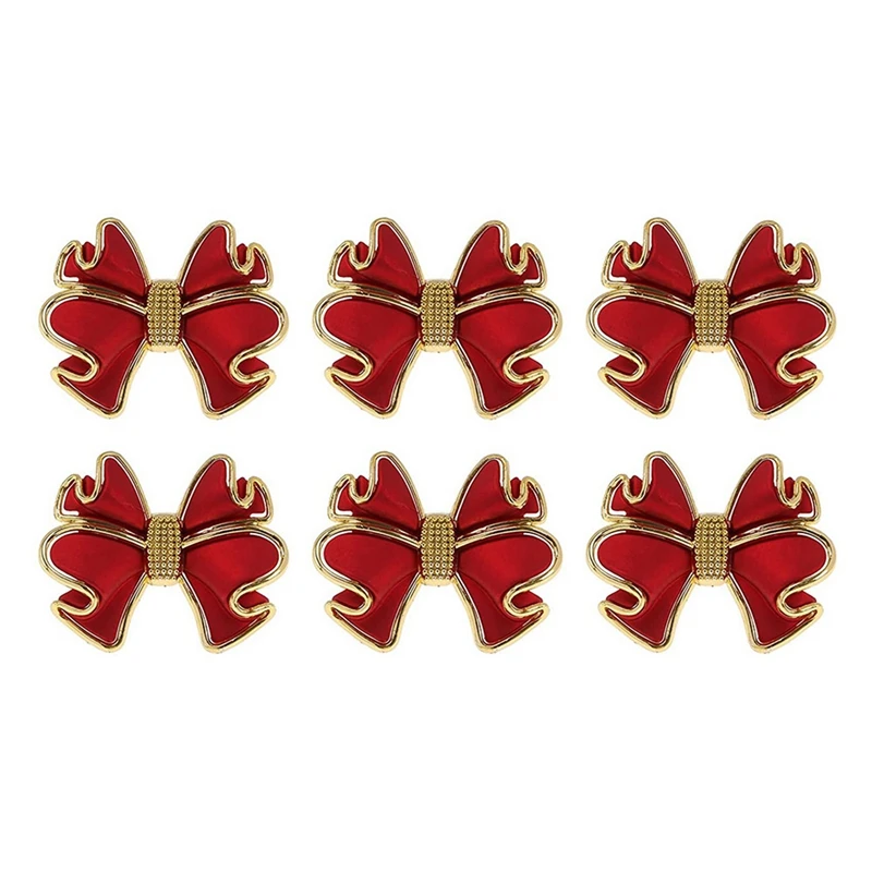 

30 Pieces Red Bowknot Napkin Rings, Butterfly Knot Napkin Ring Holders Handmade Metal Napkin Buckles Elegant Table Decor