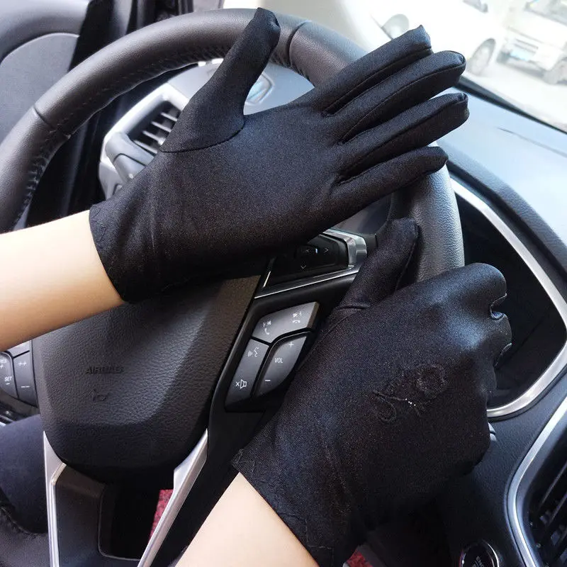 

Summer women's Spandex gloves thin elastic breathable jewelry etiquette work gloves short driving and cycling sunscreen gloves