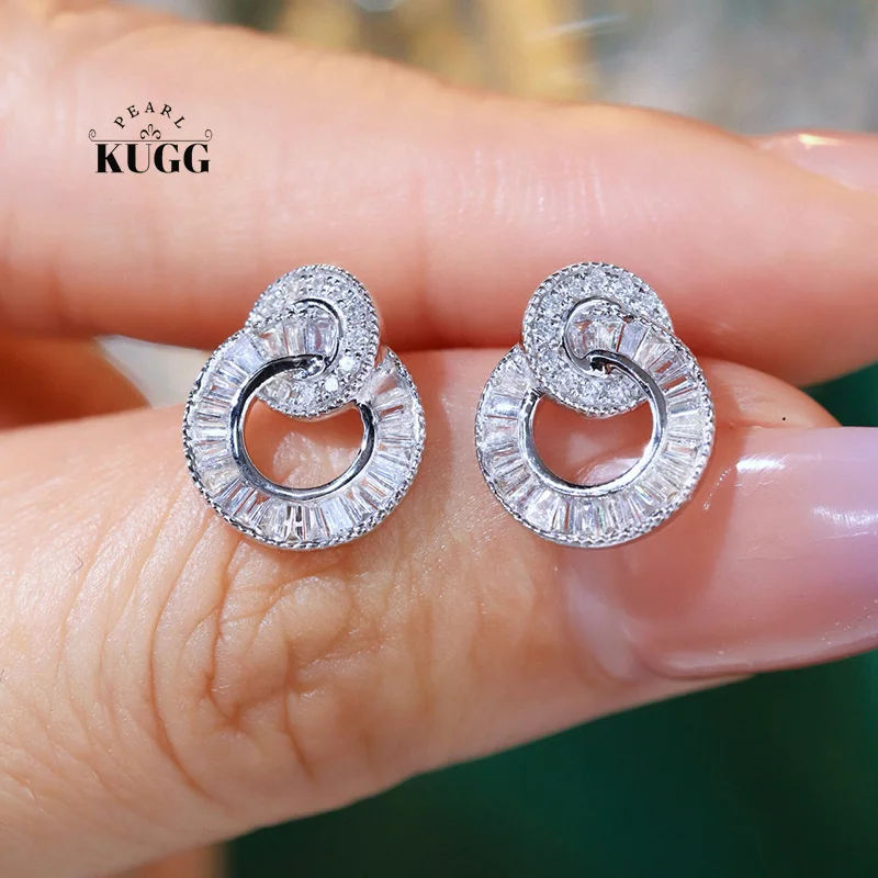 Фото KUGG серьги из 100% белого золота 18 карат, серьги-гвоздики со настоящим натуральным бриллиантом 0,60 карата, элегантные серьги-гвоздики круглой формы, вечерние украшения для женщин №1