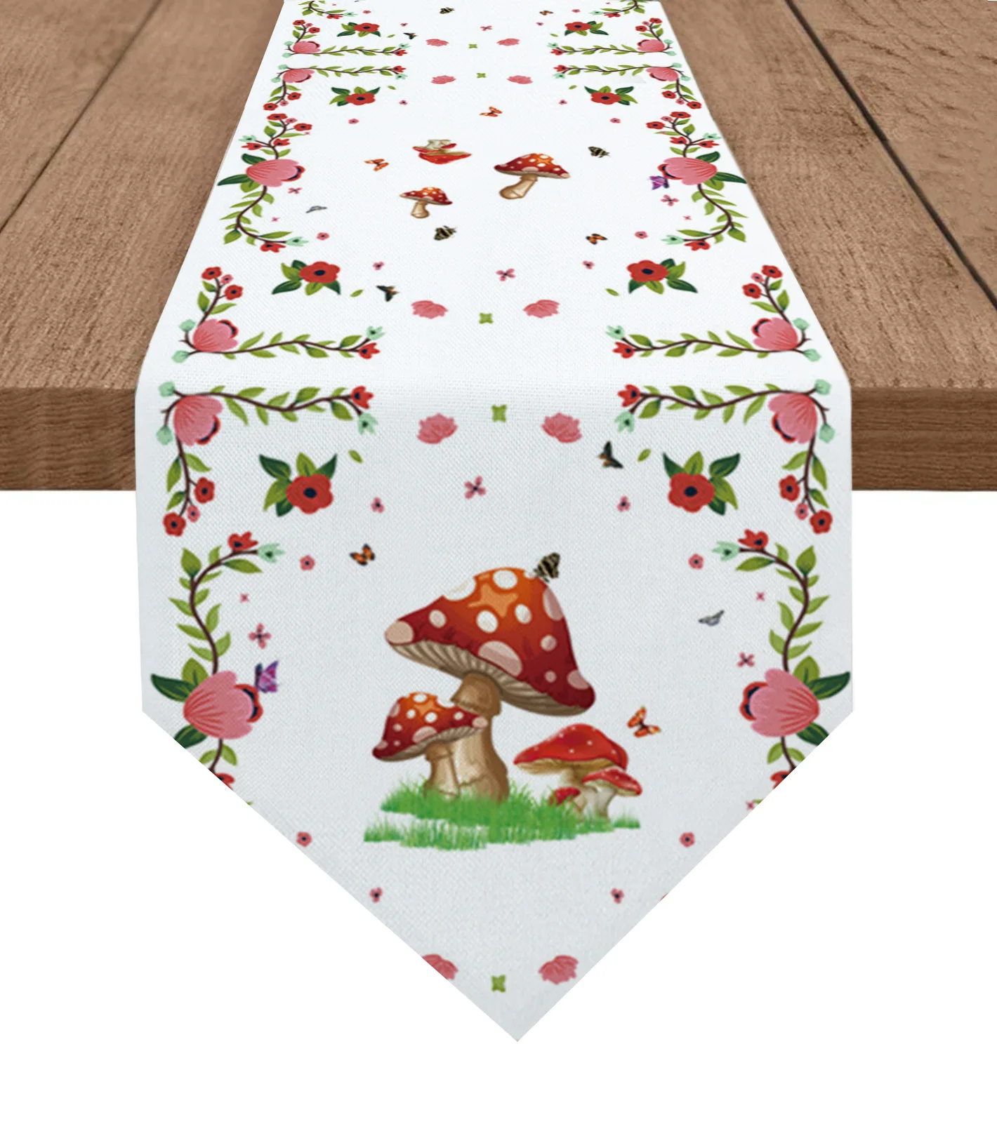 

Flower Butterfly Mushroom Table Runners Printed Coffee Tablecloth Wedding Decoration Modern Home Party Table Runners
