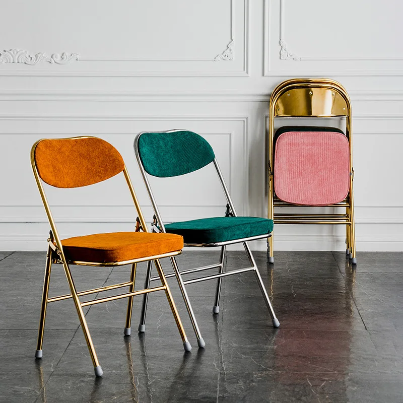 

Food Stall Chair Vintage Folding Chair Home Simple Backrest Dining Chair Folding Stool Net Red Upholstered Back Chair