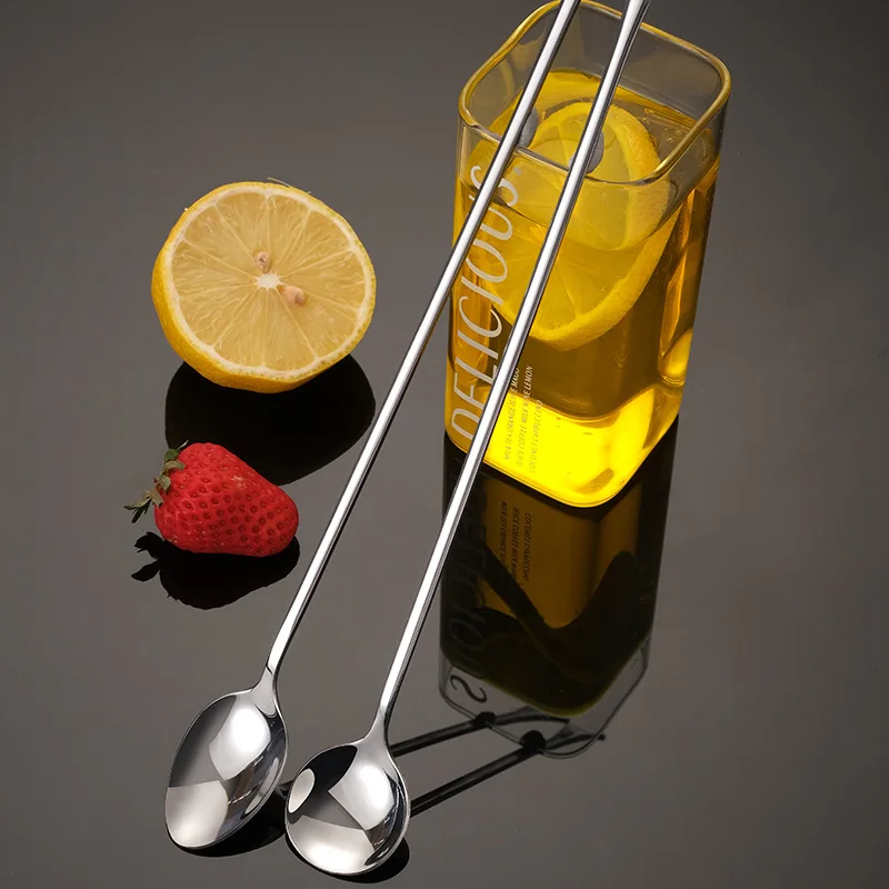 

Stainless Steel Extended Ice Spoon Thickened Stirring Spoon Extra Long Spoon Flavored Sand Ice Deep Jar Honey Spoon 30CM