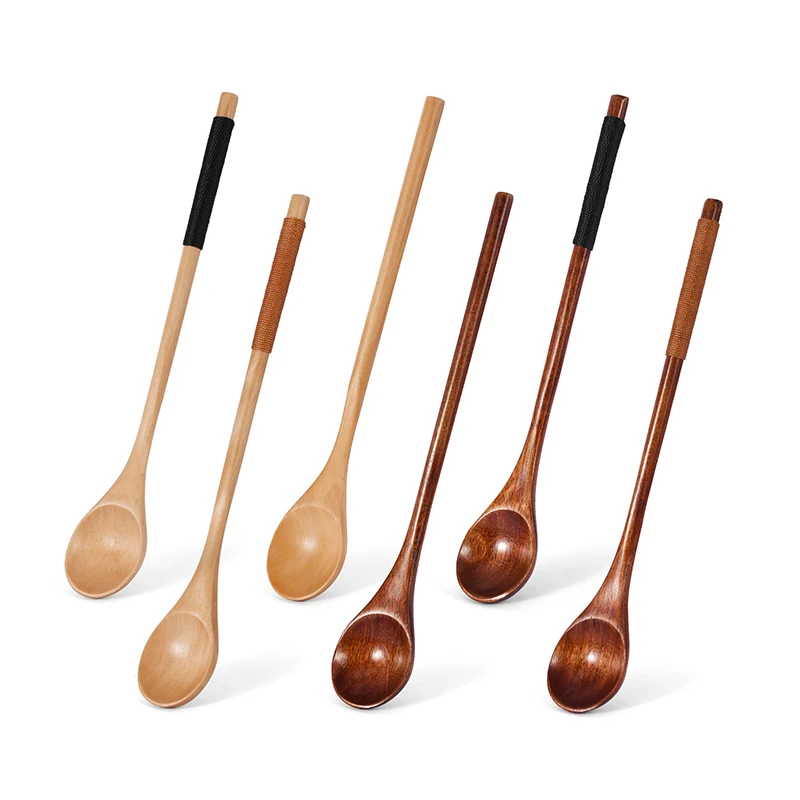 1 Шт. Деревянная Чайная Ложка Длинные Кофейные Ложки Мини-чайная Десертная Для