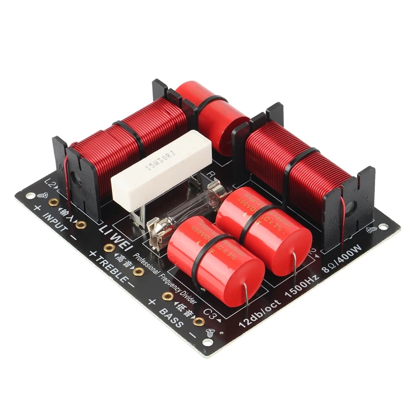 

400W Tweeter and Bass Crossover 2 Way Treble Woofer Divider 1.5Khz with Over-Current Protection Bulb